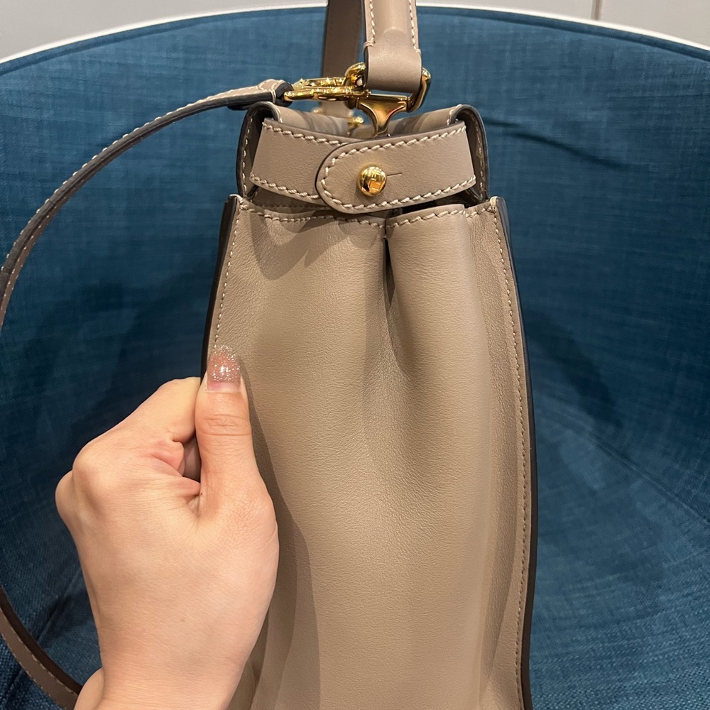 Fendi Taupe Satchel with Gold Accents - Picture 5 of 6